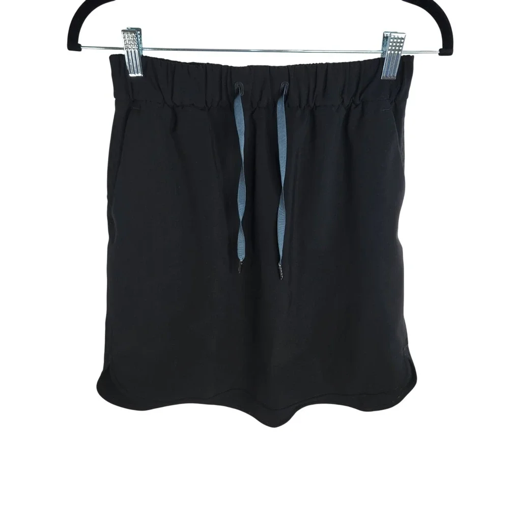 Lululemon On The Fly Skirt Womens Size 6 Black Casual Pockets Drawstring‎